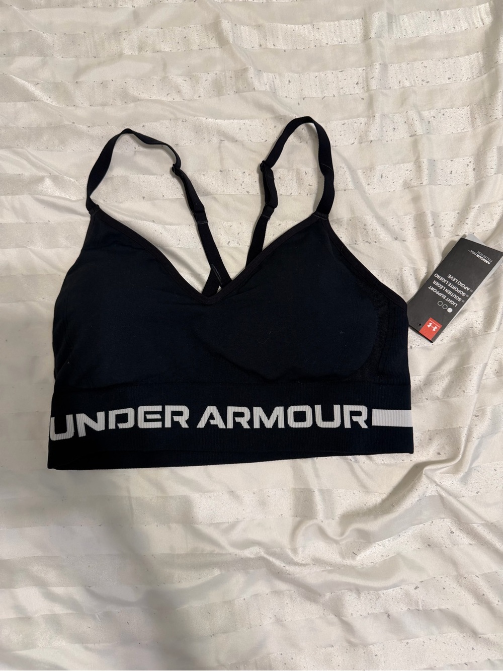 Under Armour Black Logo-Trim Seamless Sports Bralette